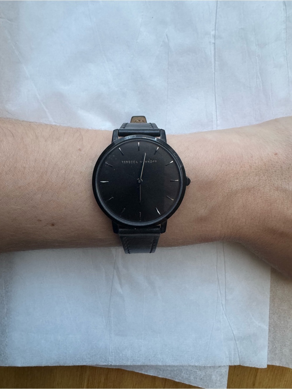 Rebecca Minkoff Black Leather & Black Dial Watch